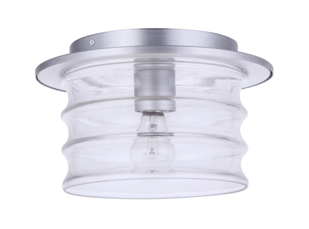 Canon 1 Light Outdoor Flush Mount Ceiling Light in Satin Aluminum Finish by Craftmade