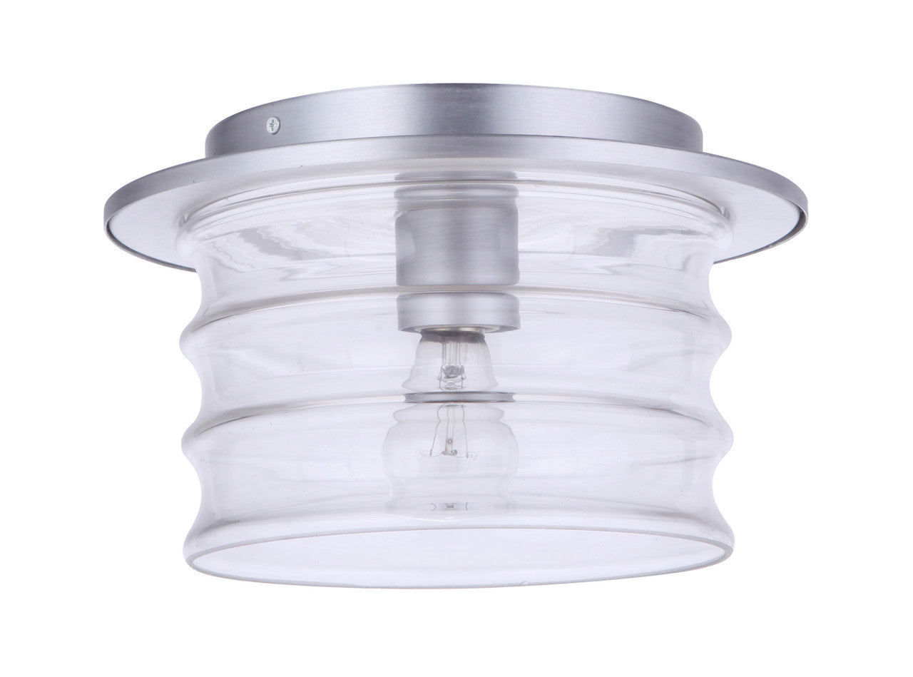 Canon 1 Light Outdoor Flush Mount Ceiling Light in Satin Aluminum Finish by Craftmade