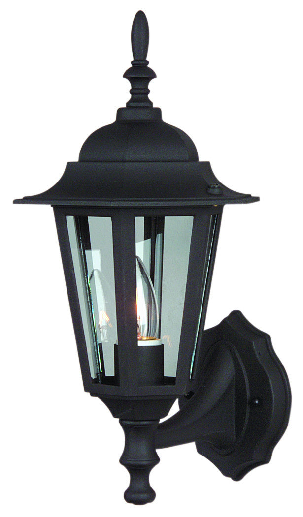 Straight Glass Cast Aluminum Small Outdoor Wall Lantern in Textured Matte Black Finish by Craftmade