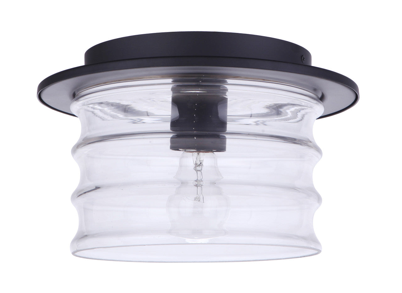 Canon 1 Light Outdoor Flush Mount Ceiling Light in Midnight Finish by Craftmade