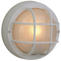 Bulkheads Cast Aluminum Small Outdoor Flush Mount Ceiling Light in White Finish by Craftmade