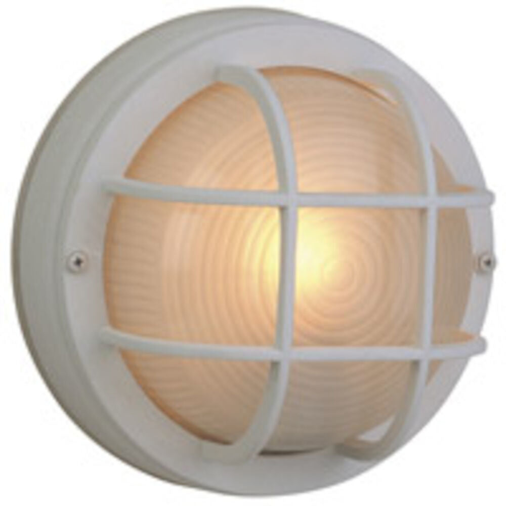 Bulkheads Cast Aluminum Small Outdoor Flush Mount Ceiling Light in White Finish by Craftmade