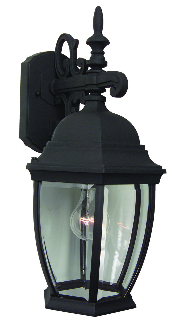 Bent Glass Cast Aluminum Medium Outdoor Wall Lantern in Textured Matte Black Finish by Craftmade