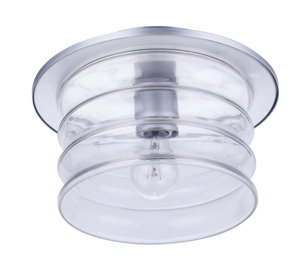 Canon 1 Light Outdoor Flush Mount Ceiling Light in Satin Aluminum Finish by Craftmade