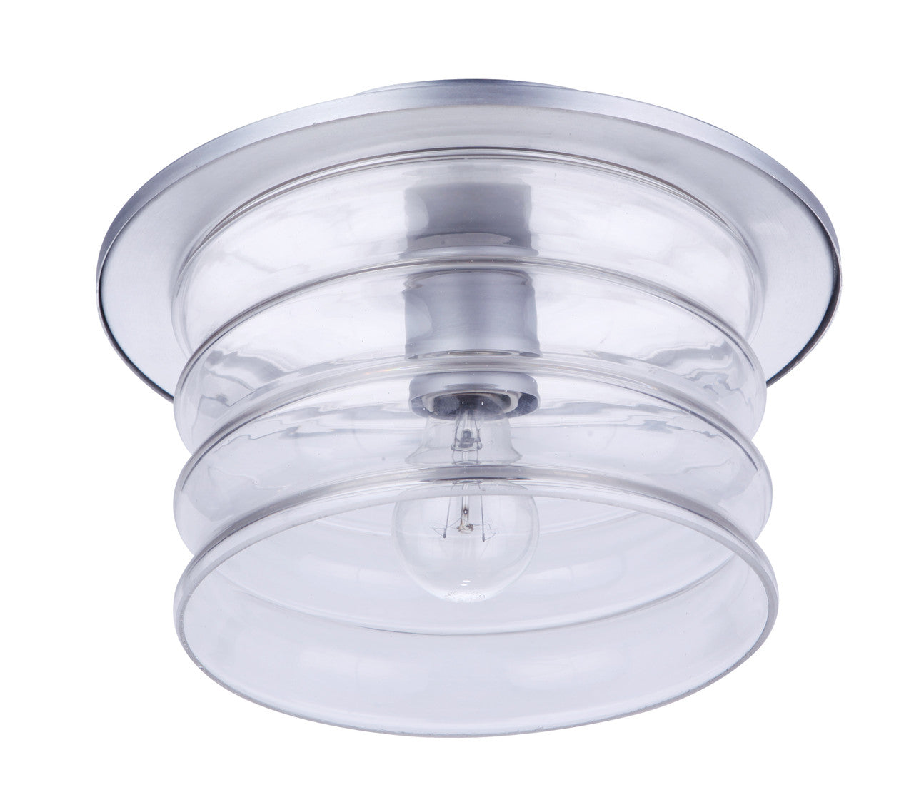 Canon 1 Light Outdoor Flush Mount Ceiling Light in Satin Aluminum Finish by Craftmade