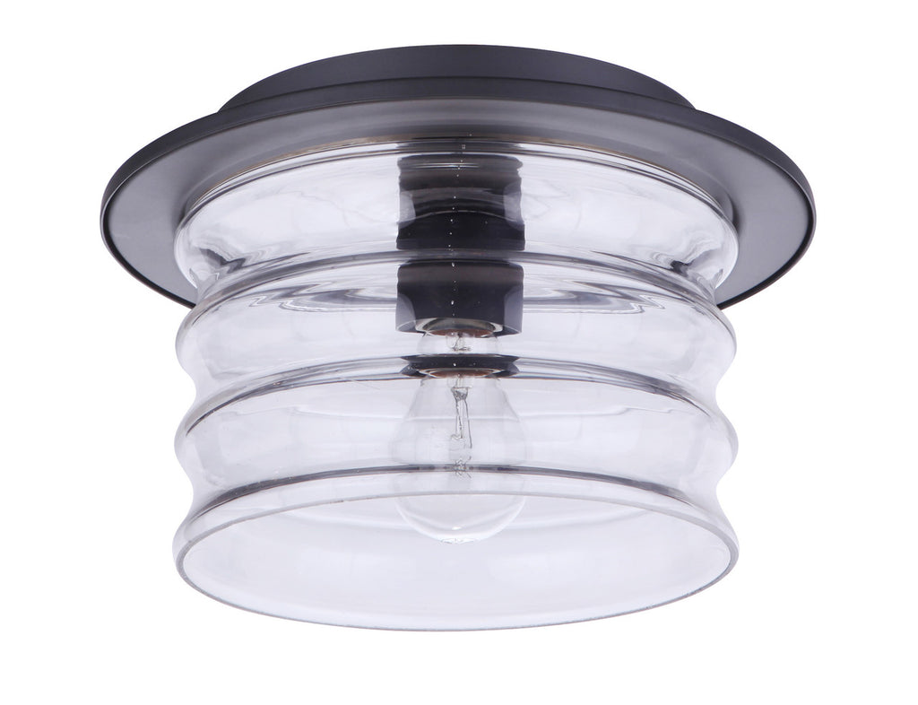 Canon 1 Light Outdoor Flush Mount Ceiling Light in Midnight Finish by Craftmade