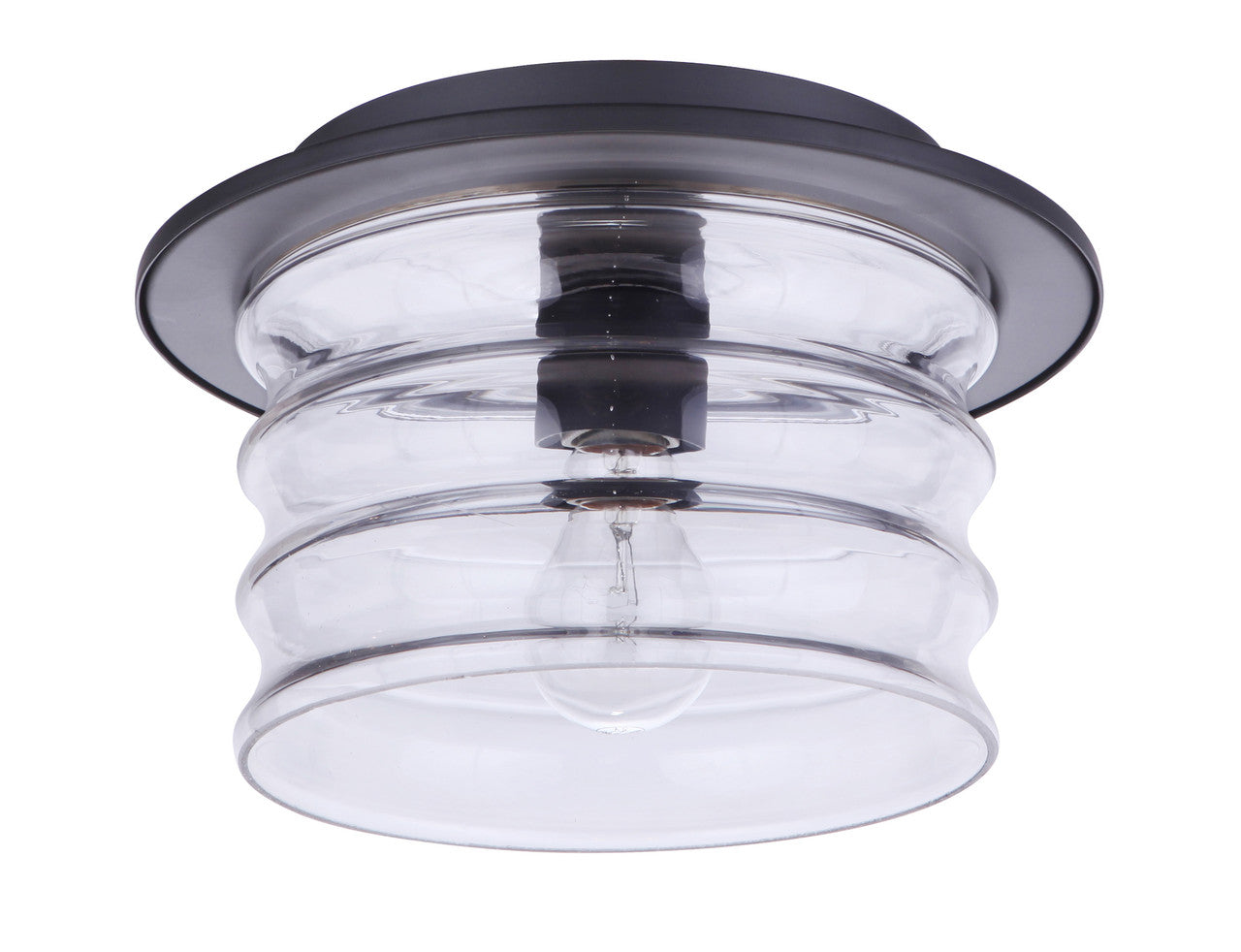 Canon 1 Light Outdoor Flush Mount Ceiling Light in Midnight Finish by Craftmade