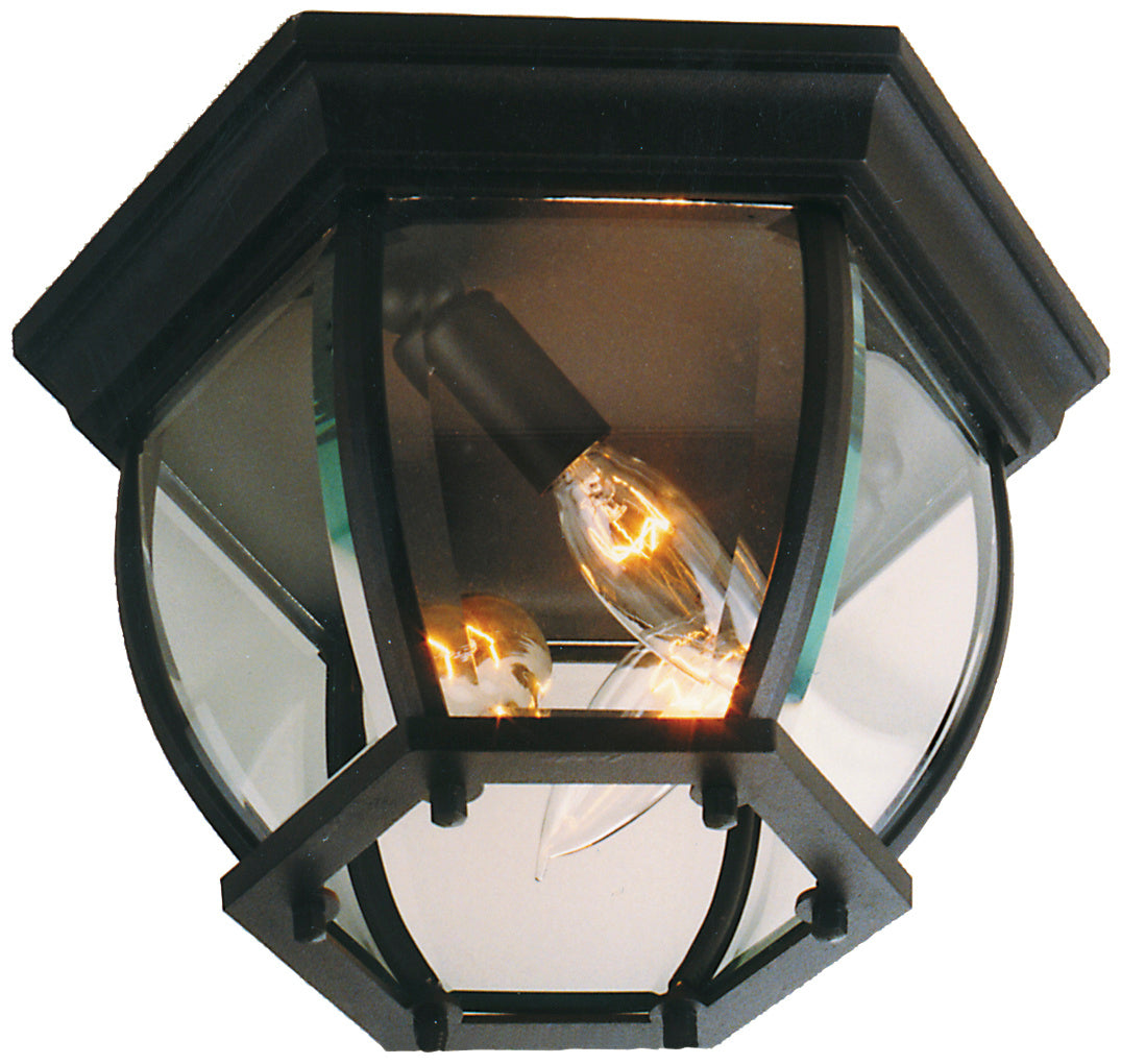 Bent Glass Cast Aluminum Medium Outdoor Flush Mount Ceiling Light in Textured Matte Black Finish by Craftmade
