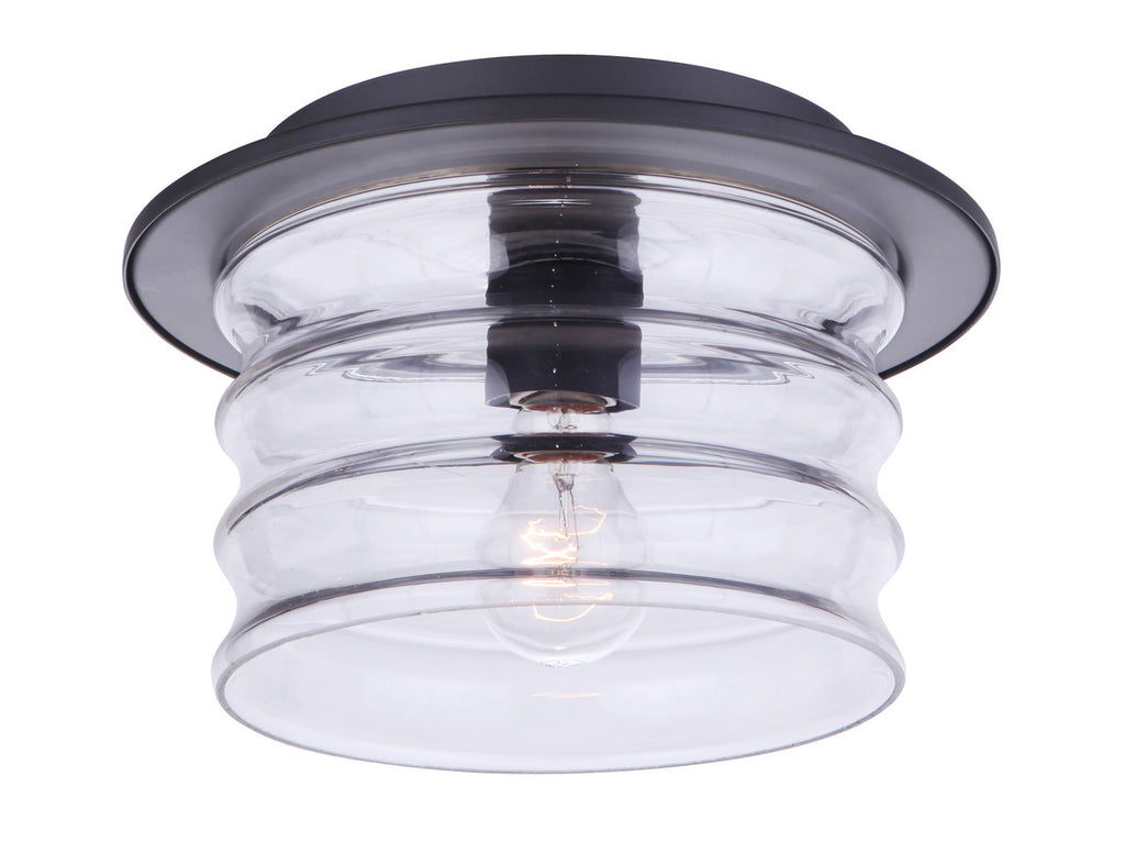 Canon 1 Light Outdoor Flush Mount Ceiling Light in Midnight Finish by Craftmade