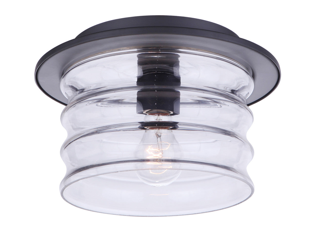 Canon 1 Light Outdoor Flush Mount Ceiling Light in Midnight Finish by Craftmade