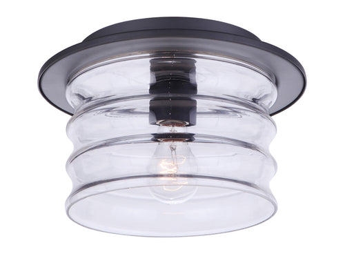 Canon 1 Light Outdoor Flush Mount Ceiling Light in Midnight Finish by Craftmade