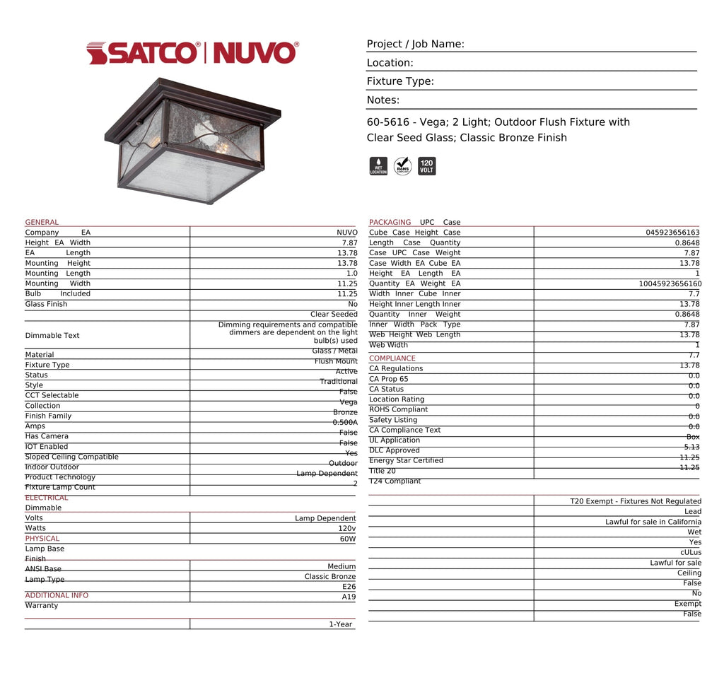 VEGA OUTDOOR FLUSH MOUNT FIXTURE - The Lamp Goods