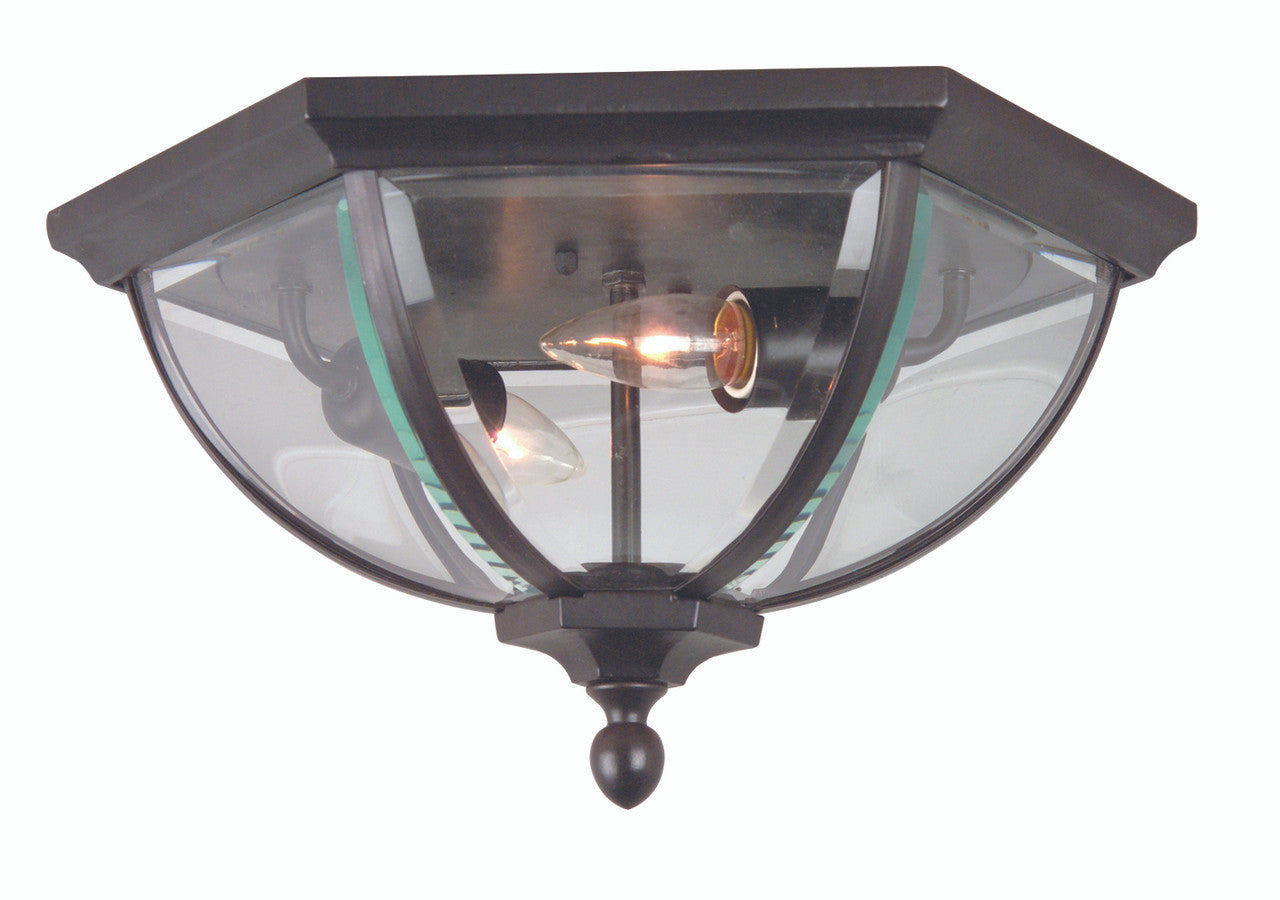 Britannia 2 Light Outdoor Flush Mount Ceiling Light in Oiled Bronze Finish by Craftmade