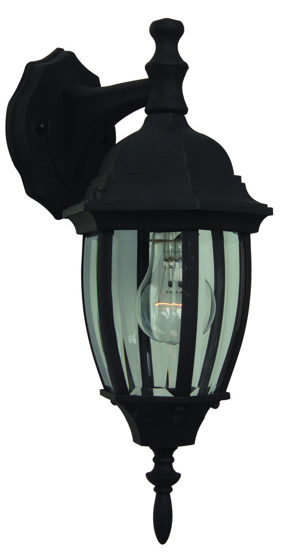 Bent Glass Cast Aluminum Small Outdoor Wall Lantern in Textured Matte Black Finish by Craftmade