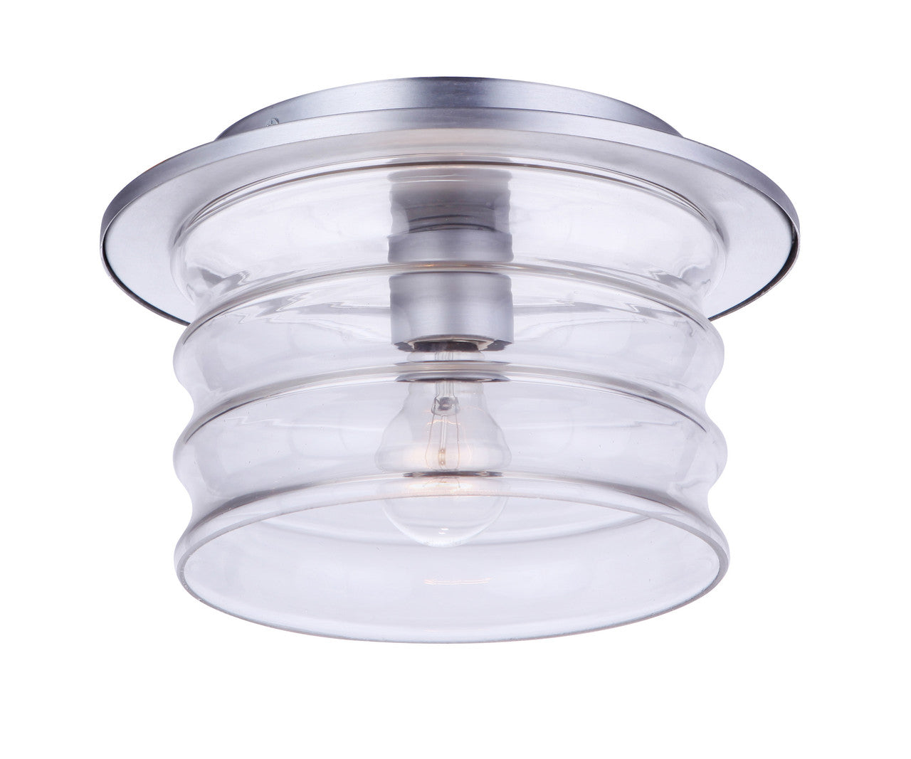 Canon 1 Light Outdoor Flush Mount Ceiling Light in Satin Aluminum Finish by Craftmade