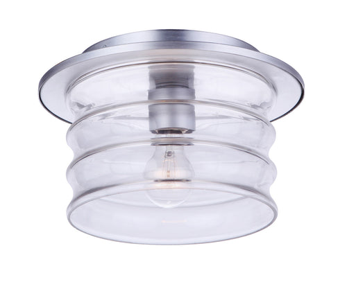 Canon 1 Light Outdoor Flush Mount Ceiling Light in Satin Aluminum Finish by Craftmade