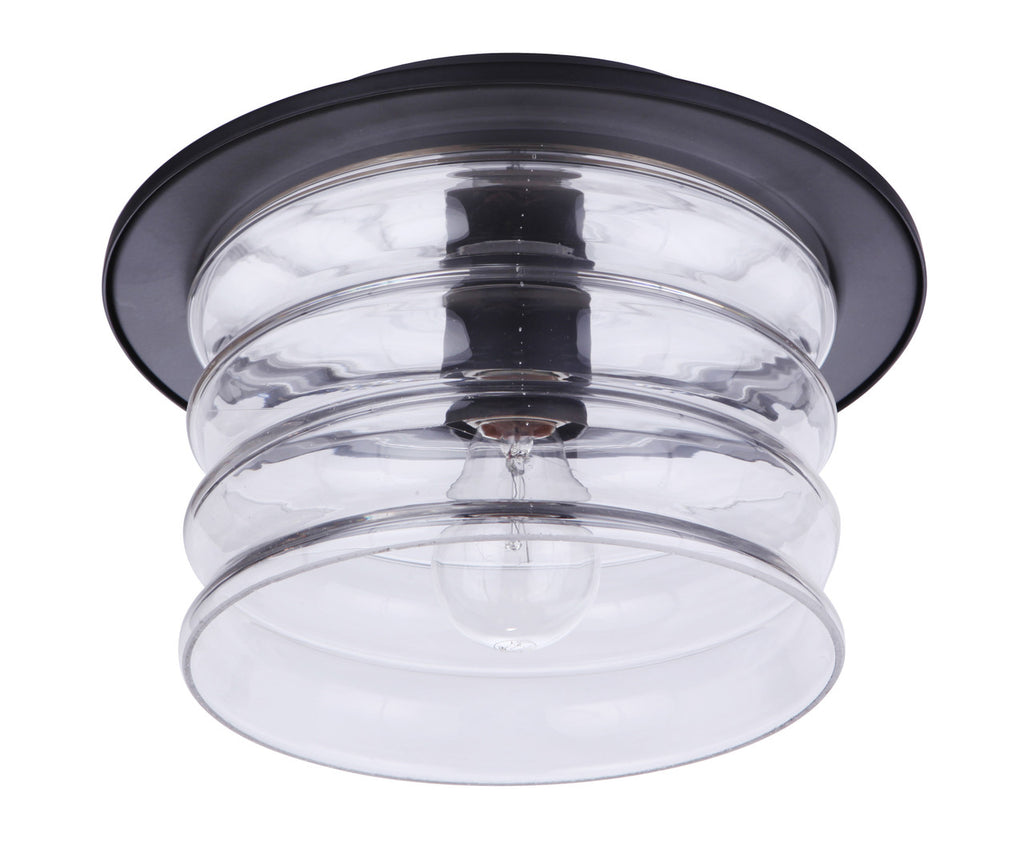 Canon 1 Light Outdoor Flush Mount Ceiling Light in Midnight Finish by Craftmade