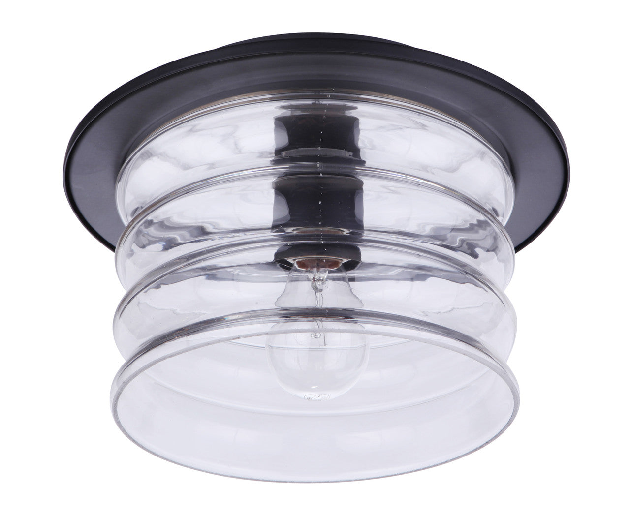 Canon 1 Light Outdoor Flush Mount Ceiling Light in Midnight Finish by Craftmade