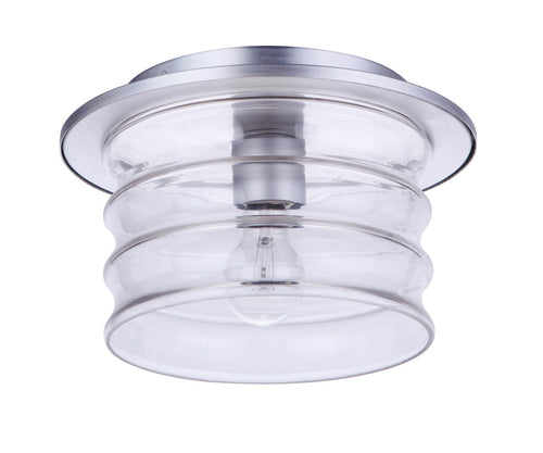 Canon 1 Light Outdoor Flush Mount Ceiling Light in Satin Aluminum Finish by Craftmade