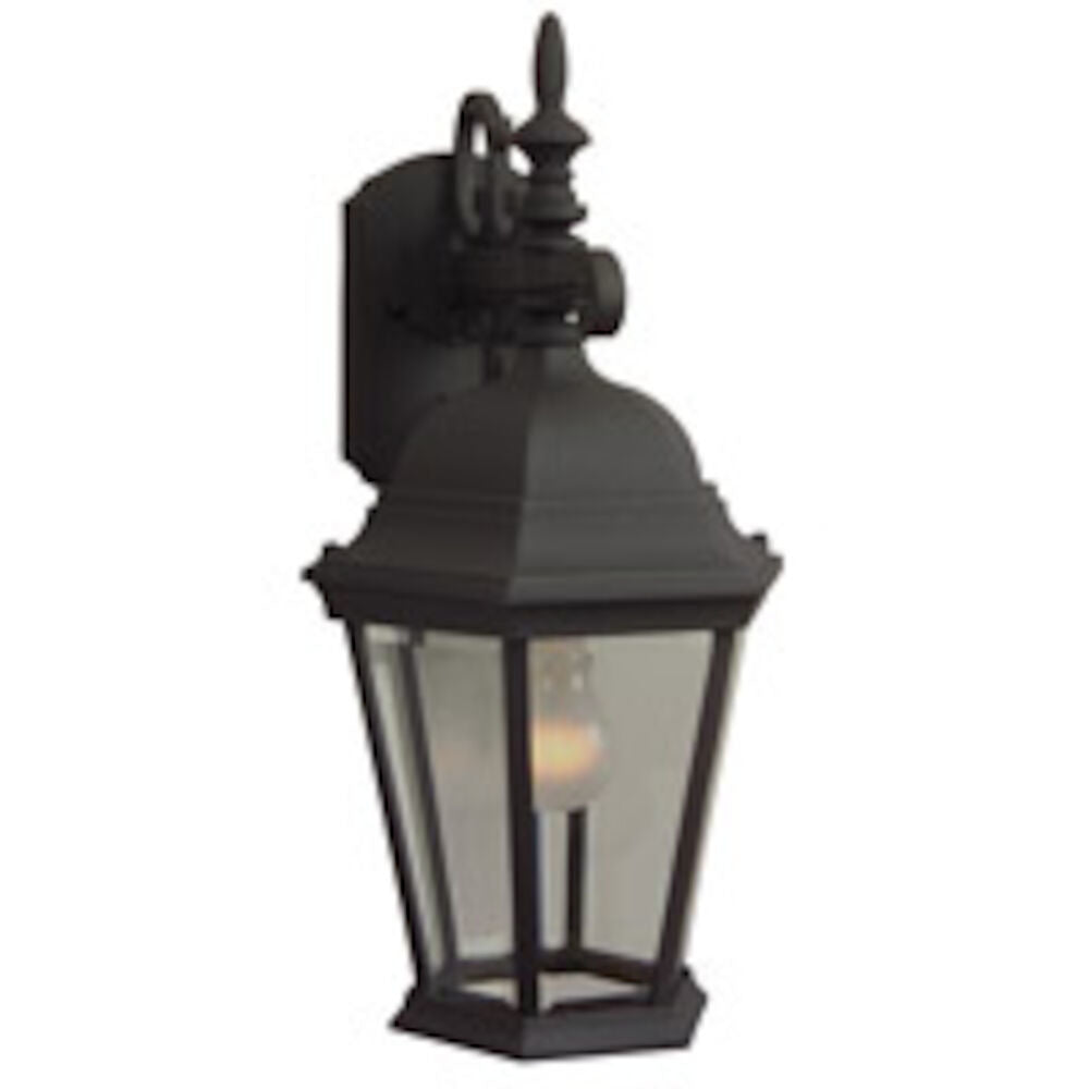 Straight Glass Cast Aluminum Medium Outdoor Wall Lantern in Textured Matte Black Finish by Craftmade