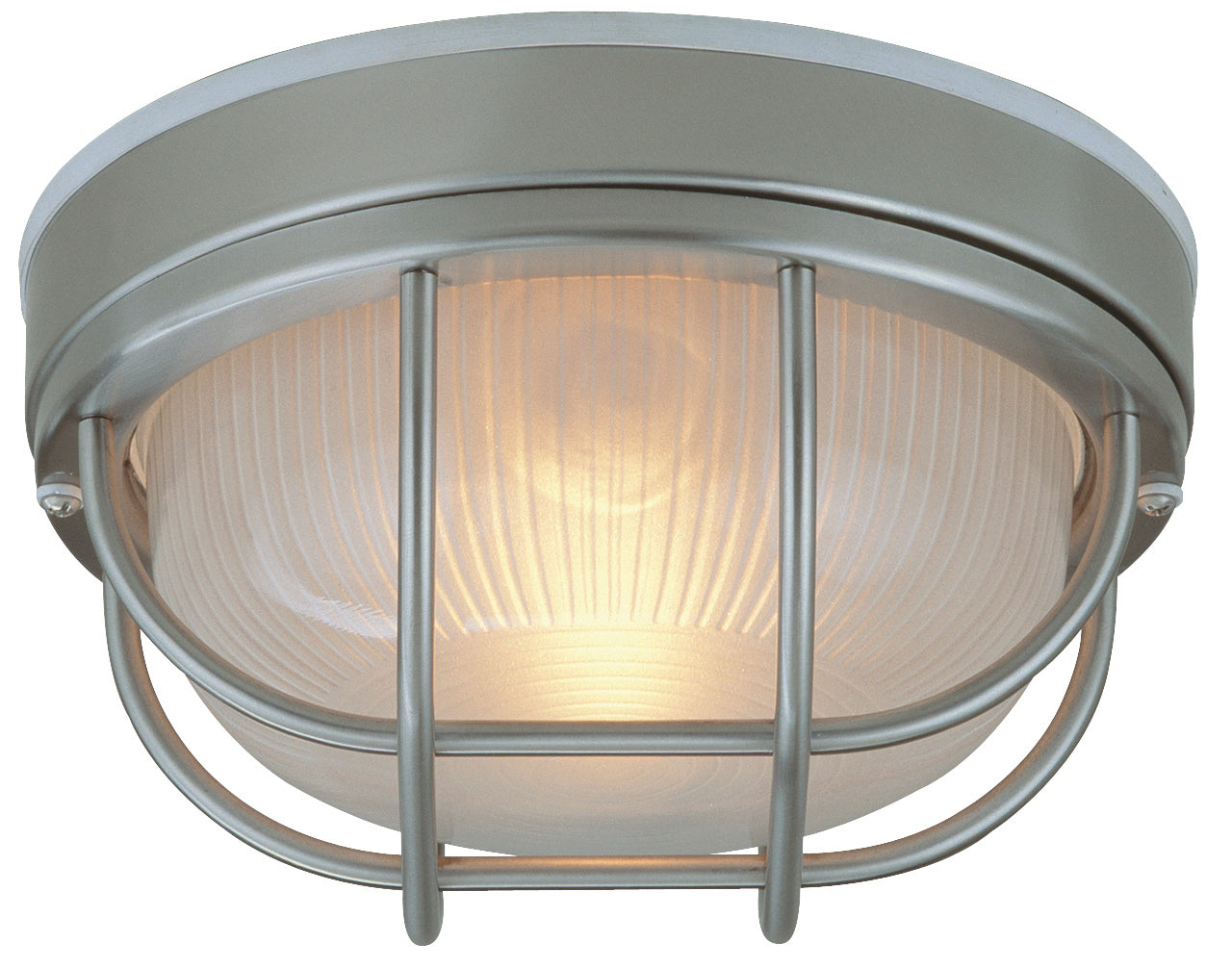 Bulkheads Cast Aluminum Large Outdoor Flush Mount Ceiling Light in Stainless Steel Finish by Craftmade